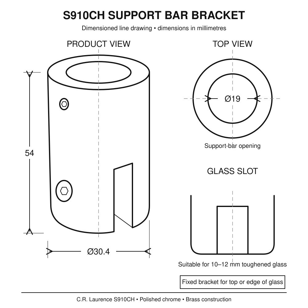 Vertical Support Bracket Chrome - Image 4