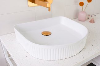 Arch Fluted Above Counter Ceramic Basin Gloss White