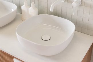 Glam Square Above Counter Ceramic Basin Gloss White
