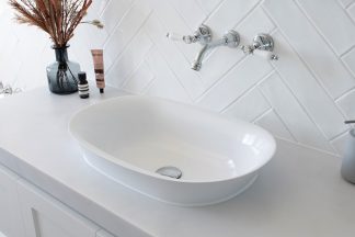 Rise Cast Marble Semi Inset Basin Matte White