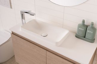 Faith Slimline Solid Surface Semi Inset Basin Gloss White