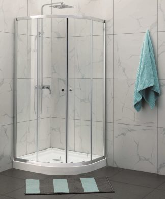 Curved Semi Frameless Double Sliding Door 800 Chrome