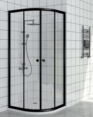 Curved Semi Frameless Double Sliding Door 900 Matte Black