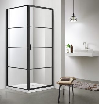 Pivot Door Shower 900 x 900 Matte Black
