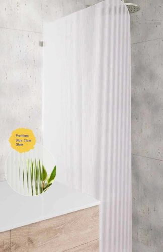 Narrow Reeded Frameless Shower Screen Panel 900mm Left