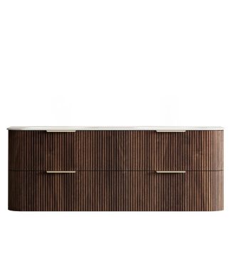 Havana Sable Walnut 1500 Curve Fluted Vanity Moulded Top